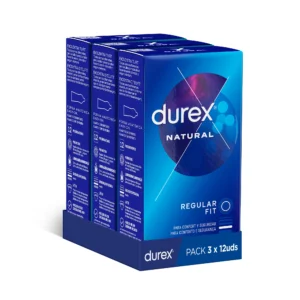 Durex - Condones para hombre Durex. Pack de 36 Preservativos para sexo seguro. Natural, Sensitivo Suave, Invisible,