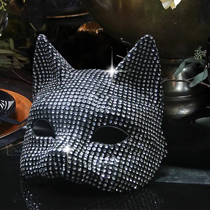 1 Uds. Máscaras brillantes con orejas de gato, máscaras sexis de gatito ostentosas, accesorios para fiesta - Imagen 2