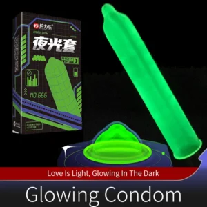 Condones fluorescentes para hombres y mujeres, preservativos de goma.