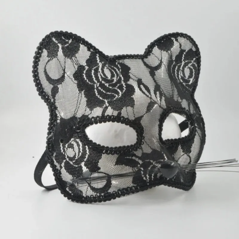 Máscara de Encaje con Diseño de Cara de Gato para Mujer, Accesorio de Disfraz - Imagen 6