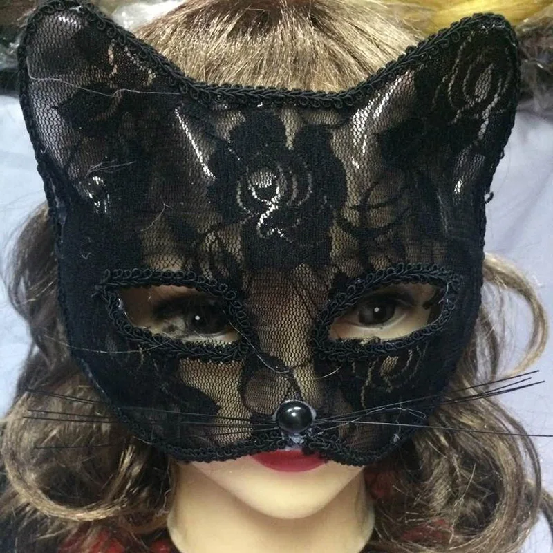 Máscara de Encaje Sexy para Mujer, Disfraz de Gato, Accesorios para Fiesta de Baile, - Imagen 2