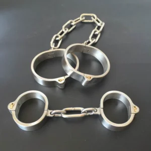 Esposas de muñeca de esclavo de acero inoxidable pesado, esposas de tobillo, grilletes/cadena desmontable, bloqueo de Bondage BDSM, Juguetes sexuales para adultos