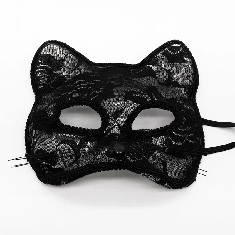 Máscara de Encaje Sexy para Mujer, Disfraz de Gato, Accesorios para Fiesta de Baile, - Imagen 4