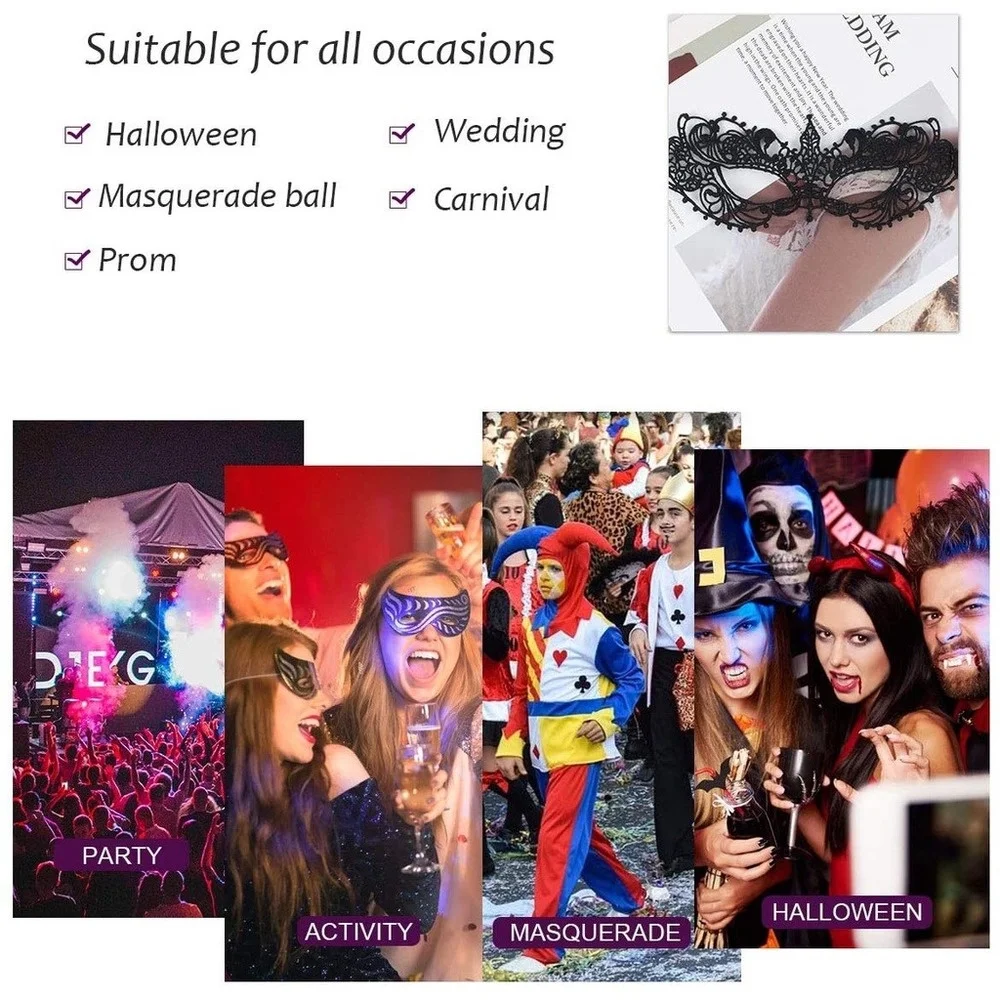 1 Uds. Máscara de mascarada Sexy Simple máscara de fiesta para mujer bonita y elegante mascarada de encaje para mujer - Imagen 6
