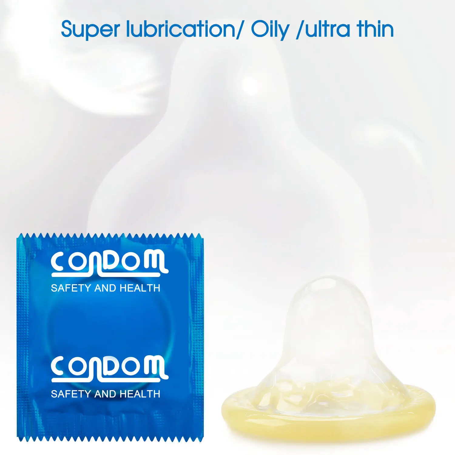 50/100 Uds condón ultrafino 52mm de ancho ácido hialurónico lubricación fundas para pene suministros anticonceptivos - Imagen 2