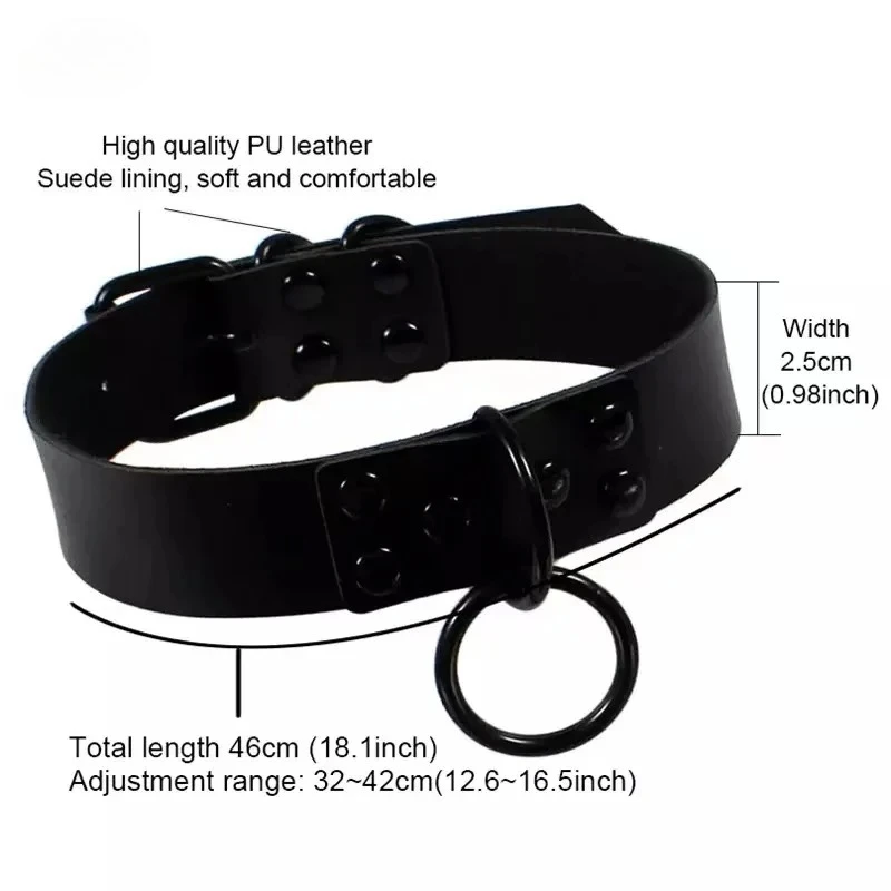 Decopunk-Collar de correa gótica Punk para mujer, accesorios negros, Collar de cuero PU Sexy, cuerda de tracción, Collar de Bondage BDSM - Imagen 6