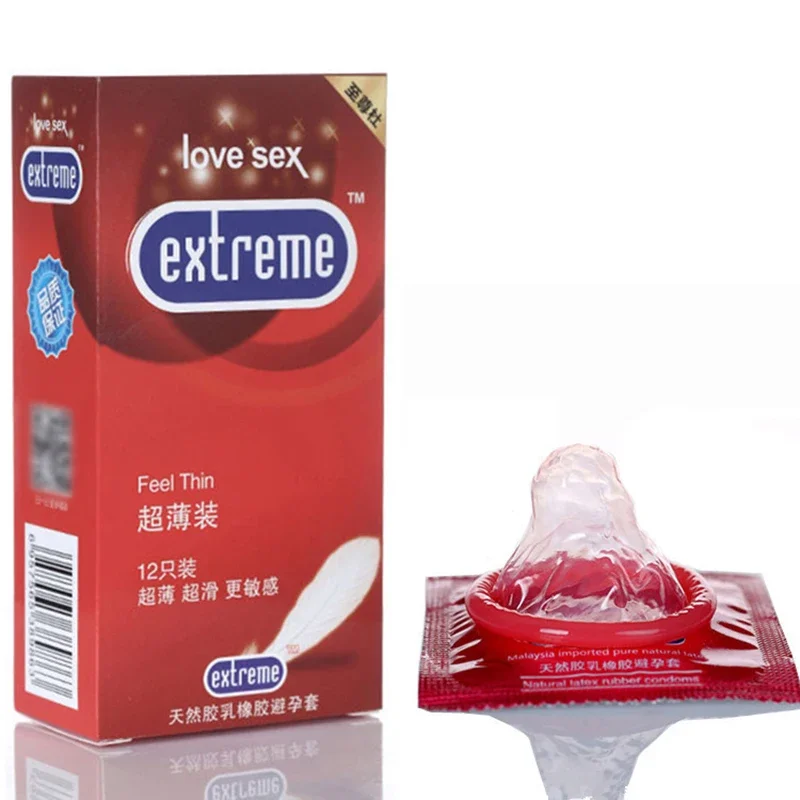 12 Uds. Condones para hombres, Juguetes sexuales, lubricante, funda para pene, productos sexuales, estimulación Vaginal, condones con punta ultrafina, suministros para adultos - Imagen 4