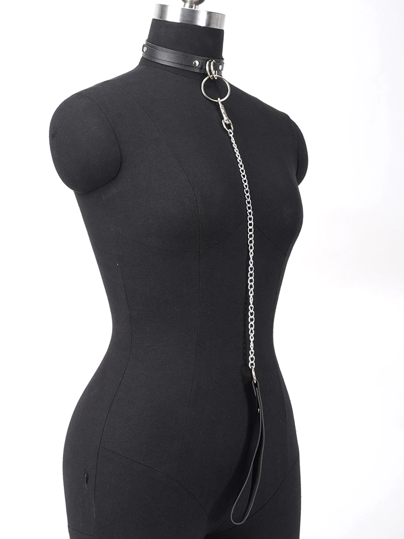 Collar de PU sexy para mujer con cadena de correa, desmontable, cómodo y ajustado, perfecto para fiestas - Imagen 4