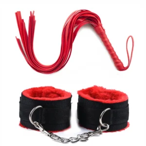 Látigo de cuero PU de 44cm, Flogger de felpa de nailon, esposas sexuales, Bondage, esclavo, accesorios exóticos, juguetes para parejas, juegos para adultos