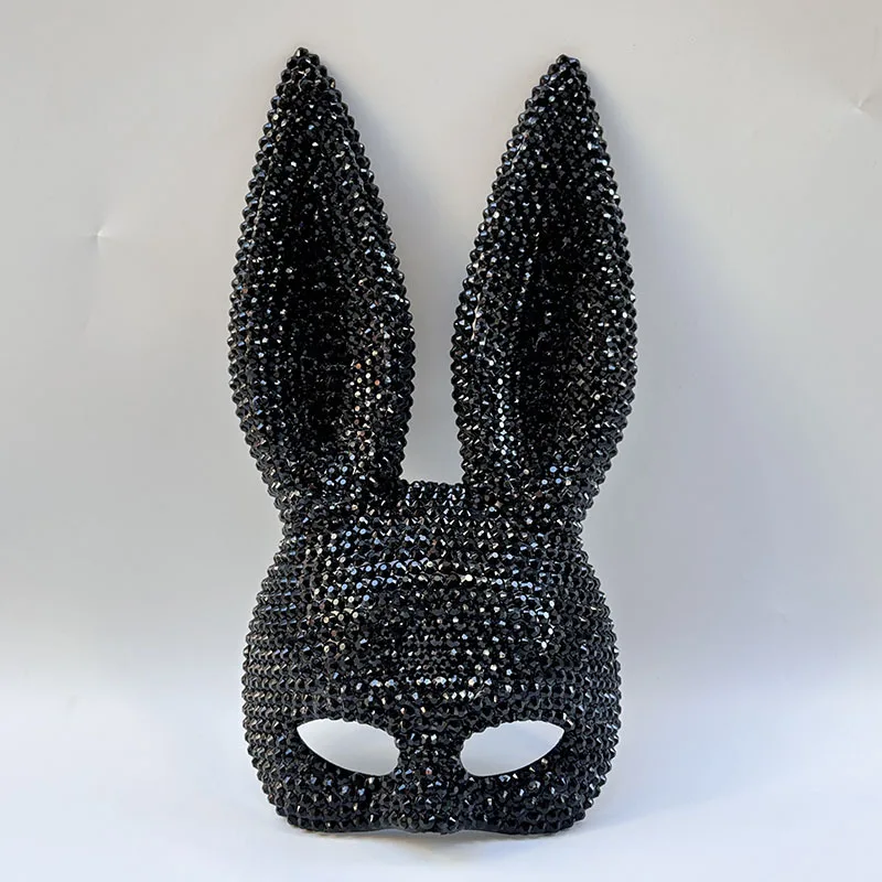 Máscara de disfraz con brillantina para mujer, estilo conejo, para actuaciones teatrales, - Imagen 3