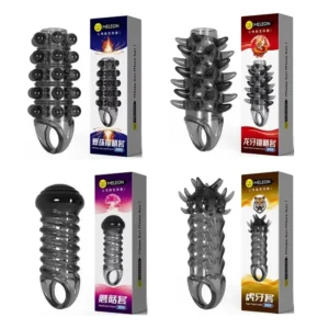 Condón para pene, engrosamiento de dientes de lobo, mangas para pene, estimulación granular.