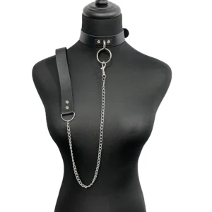 Collar de PU sexy para mujer con cadena de correa, desmontable, cómodo y ajustado, perfecto para fiestas