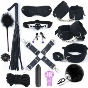 Juguetes sexuales eróticos para mujeres, juegos para adultos, Bondage de nailon, Kits BDSM, esposas, látigo sexual, mordaza para la boca, tapón Anal de cola de conejo