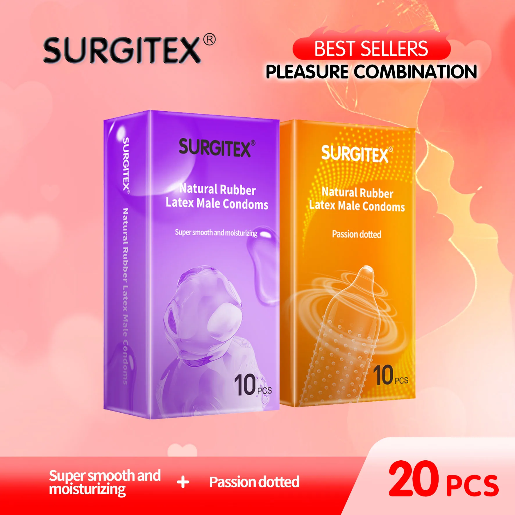 Paquete combinado de 20 piezas de gran popularidad con partículas ultra lubricadas y textura acanalada. Condón texturizado para uso individual masculino - Imagen 2