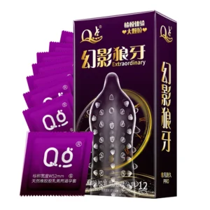 12 Uds. Condón de pellets grandes dientes de lobo púas estimulación granular masculina mujeres anticoncepción mangas para pene productos sexuales para adultos