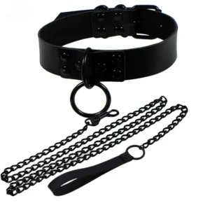 Decopunk-Collar de correa gótica Punk para mujer, accesorios negros, Collar de cuero PU Sexy, cuerda de tracción, Collar de Bondage BDSM