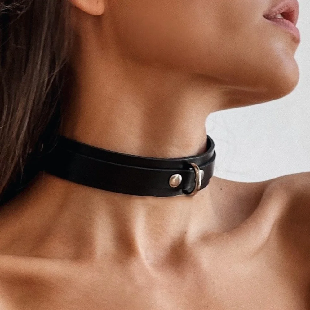 Collar de cuerda fetiche de cuero PU, Collar de tracción Sexy con campana, Gargantilla de borla Punk con correa, joyería, accesorios exóticos Harajuku - Imagen 5