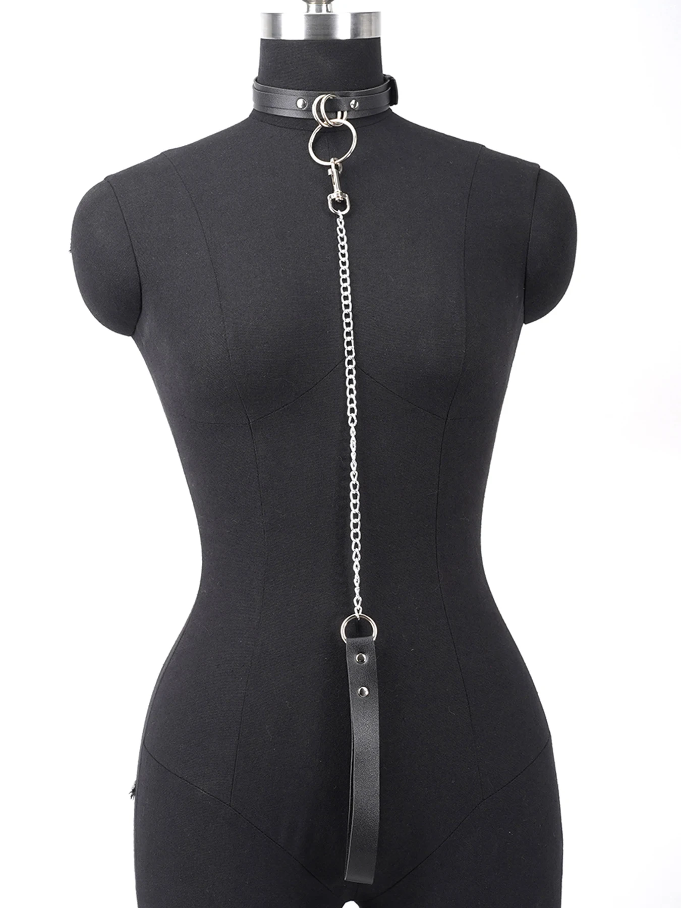 Collar de PU sexy para mujer con cadena de correa, desmontable, cómodo y ajustado, perfecto para fiestas - Imagen 2