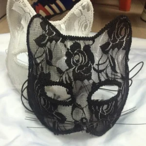 Máscara de Encaje Sexy para Mujer, Disfraz de Gato, Accesorios para Fiesta de Baile,
