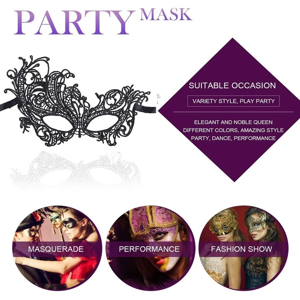 1 Uds. Máscara de mascarada Sexy Simple máscara de fiesta para mujer bonita y elegante mascarada de encaje para mujer - Imagen 5