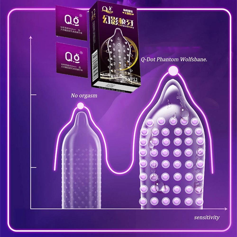12 Uds. Condón de pellets grandes dientes de lobo púas estimulación granular masculina mujeres anticoncepción mangas para pene productos sexuales para adultos - Imagen 5