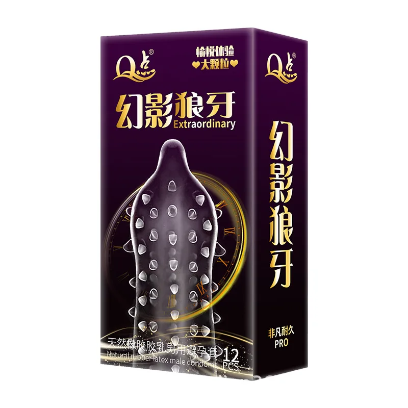 12 Uds. Condón de pellets grandes dientes de lobo púas estimulación granular masculina mujeres anticoncepción mangas para pene productos sexuales para adultos - Imagen 6