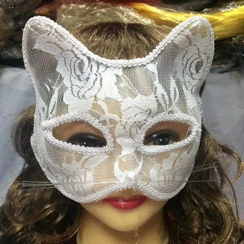 Máscara de Encaje Sexy para Mujer, Disfraz de Gato, Accesorios para Fiesta de Baile, - Imagen 3