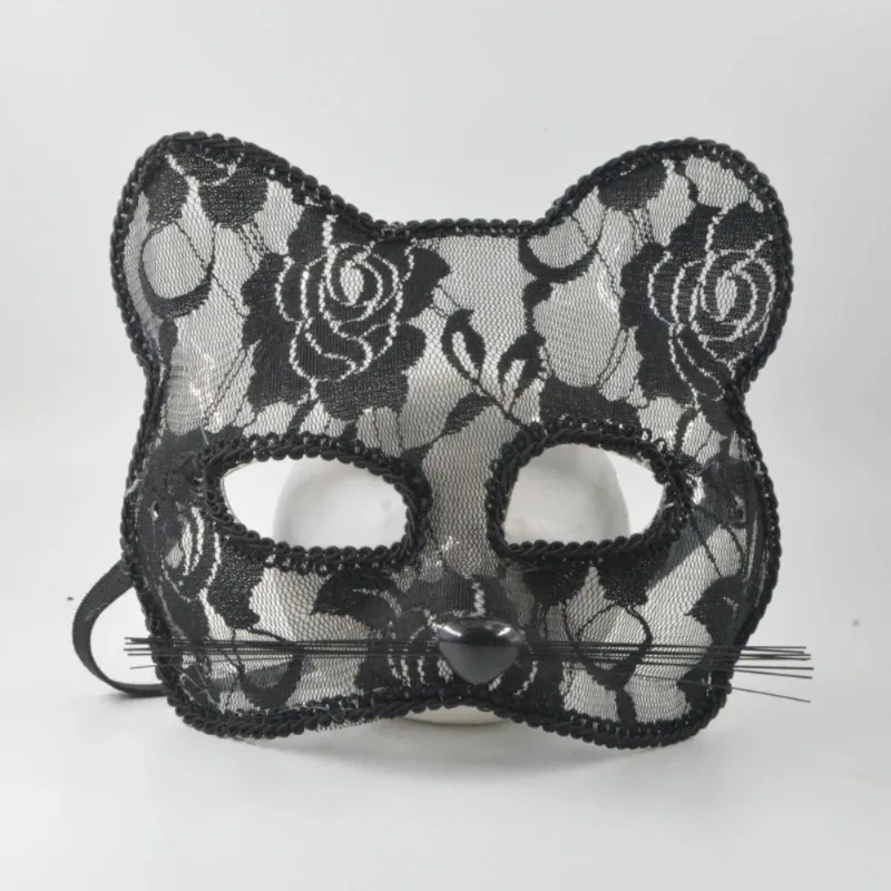 Máscara de Encaje con Diseño de Cara de Gato para Mujer, Accesorio de Disfraz - Imagen 4