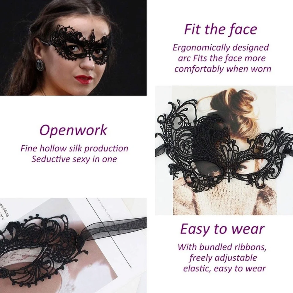 1 Uds. Máscara de mascarada Sexy Simple máscara de fiesta para mujer bonita y elegante mascarada de encaje para mujer - Imagen 3