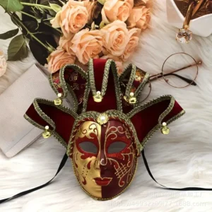 Máscara de mascarada de estilo veneciano adornada con suministros de fiesta para el festival de Carnaval