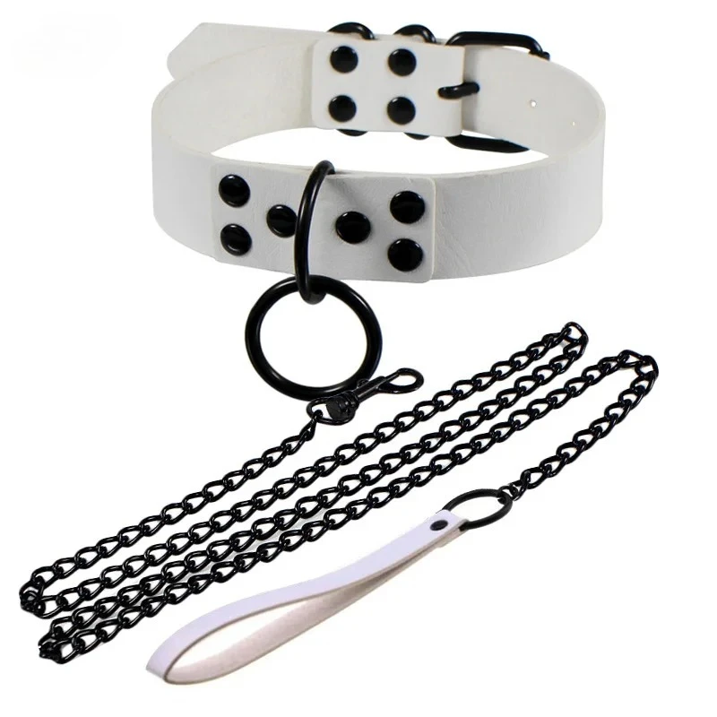 Decopunk-Collar de correa gótica Punk para mujer, accesorios negros, Collar de cuero PU Sexy, cuerda de tracción, Collar de Bondage BDSM - Imagen 3