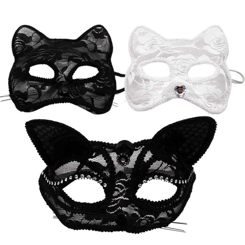 Máscara de Encaje Sexy para Mujer, Disfraz de Gato, Accesorios para Fiesta de Baile, - Imagen 6