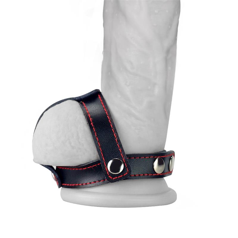 Anillo de Pene y Testículos Cuero Negro - Imagen 3