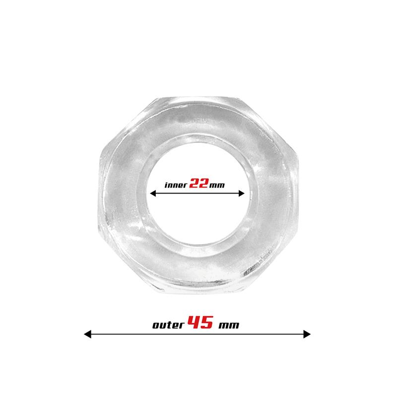 Anillo para el Pene Súper Flexible Poligonal 2.2 cm Transparente - Imagen 4