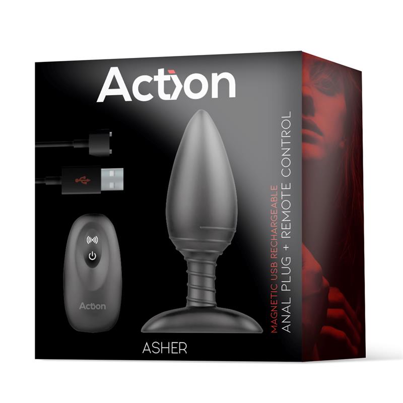 Asher Plug Anal con Control Remoto USB Magnético Negro - Imagen 6