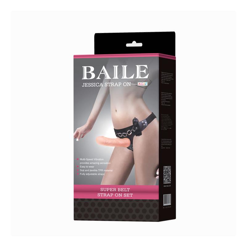 Baile Arnés con Dildo Vibrador Natural 18.5 cm - Imagen 4