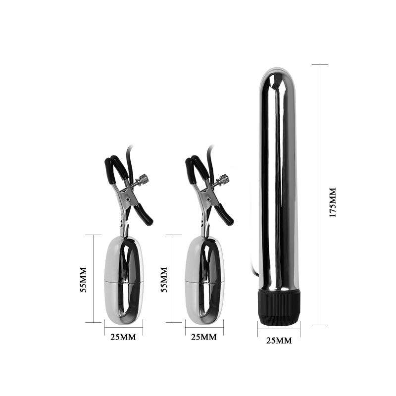 Baile Set Bala Vibrador y Pinzas para Pezones con Vibración Turbo - Imagen 3