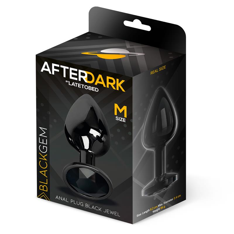 Blackgem Plug Anal Metálico con Joya Color Negro Talla M - Imagen 3