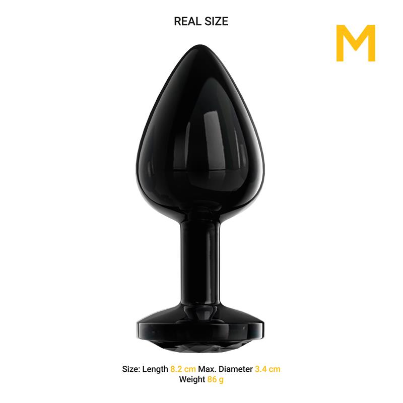 Blackgem Plug Anal Metálico con Joya Color Negro Talla M - Imagen 6