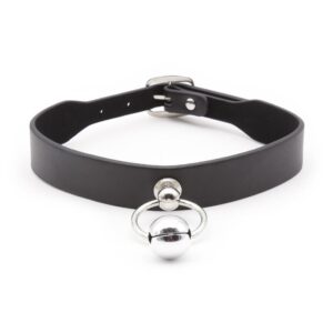 Collar con Aro y Cascabel Negro