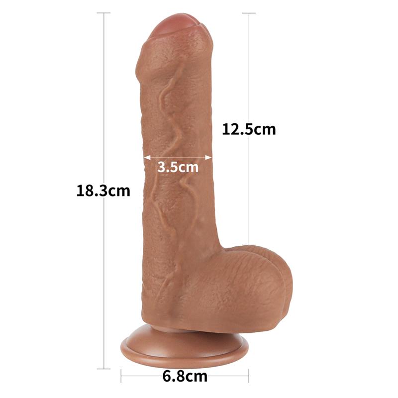 Dildo con Piel Retractil 7 Bronceado - Imagen 6