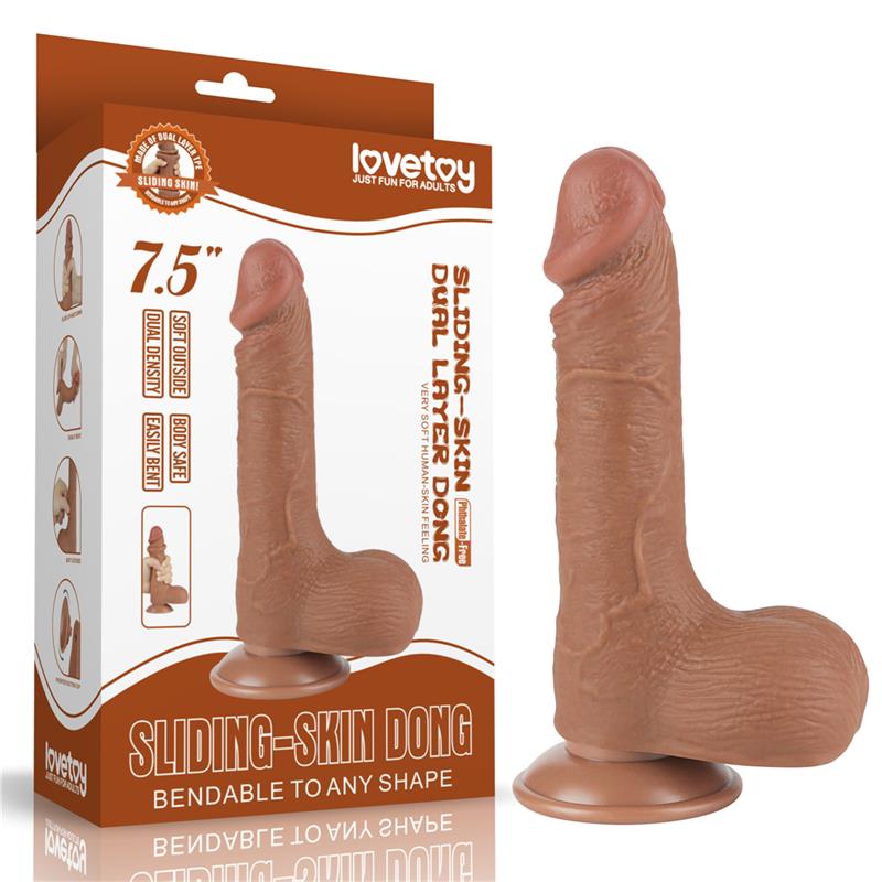 Dildo con Piel Retractil 7.5 Bronceado - Imagen 7