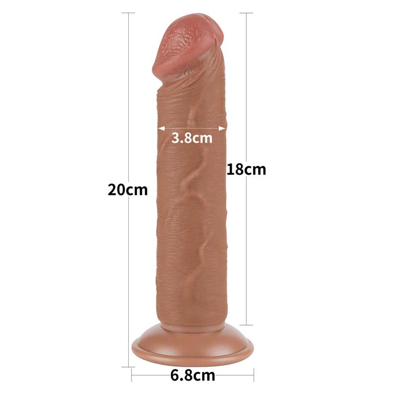 Dildo con Piel Retractil 8 Bronceado - Imagen 4