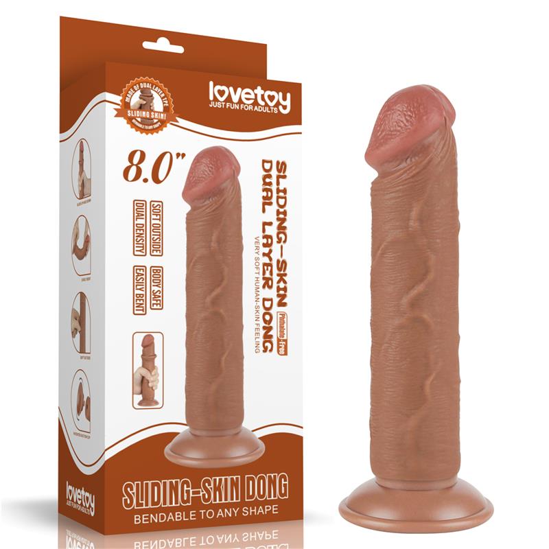 Dildo con Piel Retractil 8 Bronceado - Imagen 5