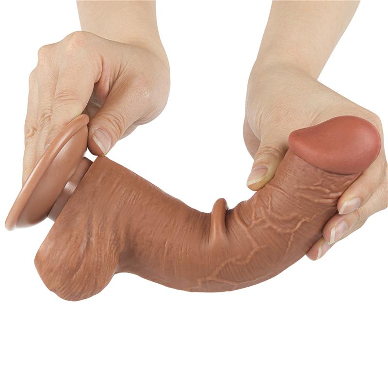 Dildo con Piel Retractil Skin 8 Bronceado - Imagen 7