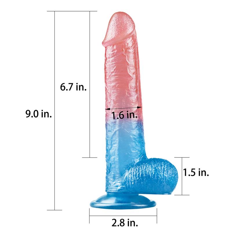 Dildo Dazzle Studsv 9 Rosa y Azul - Imagen 3