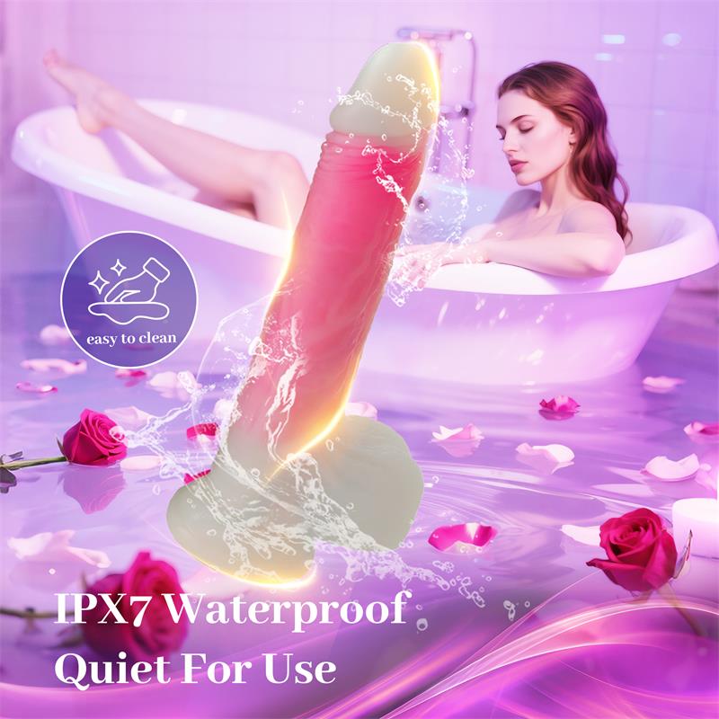 Dildo Doble Capa con Vibración, Thrusting y Calor 21.5 cm - Imagen 5
