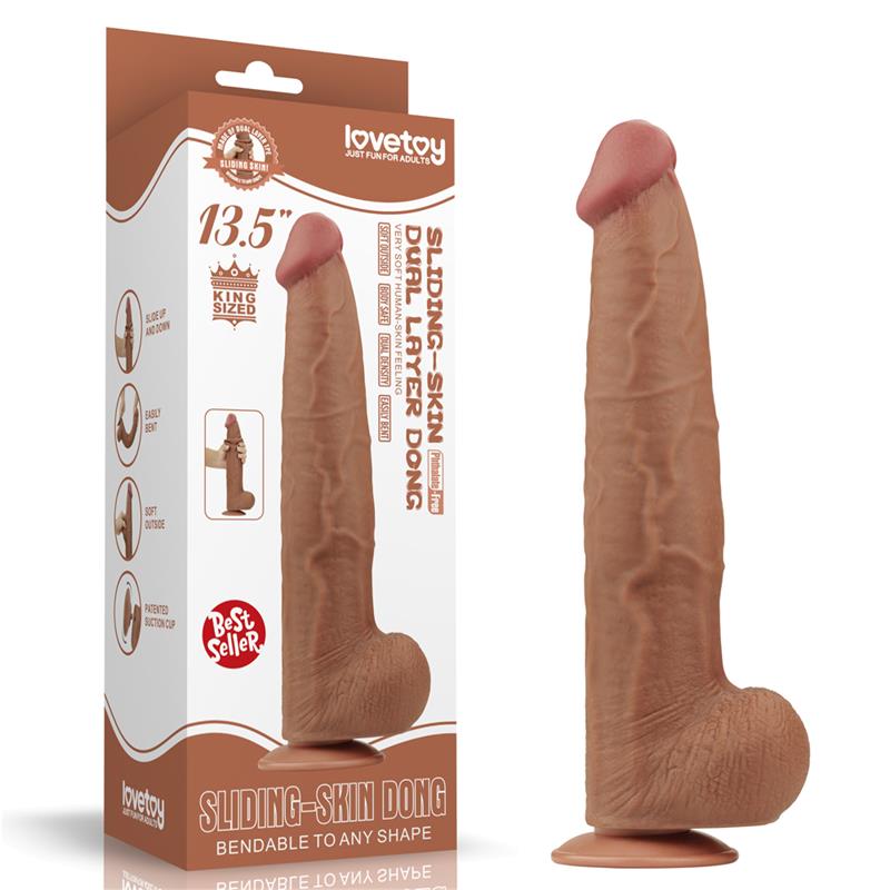 Dildo Dual Density Piel Deslizante Retractil 13.5 - Imagen 5