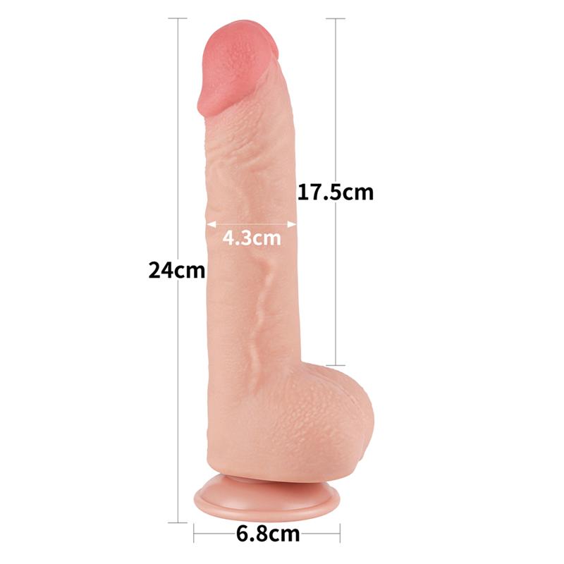 Dildo Dual Density Piel Deslizante Retractil 9.5 - Imagen 3