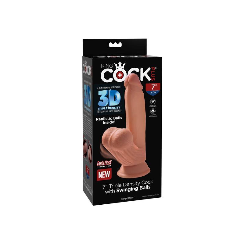 Dildo Triple Densidad Testículos Oscilantes 7 Caramelo - Imagen 3
